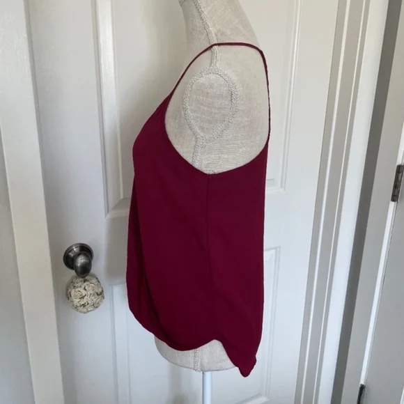 Lily White | Y2K Made In USA Burgundy Wrap V-Neck Spaghetti Strap Top, Size S - Picture 5 of 8